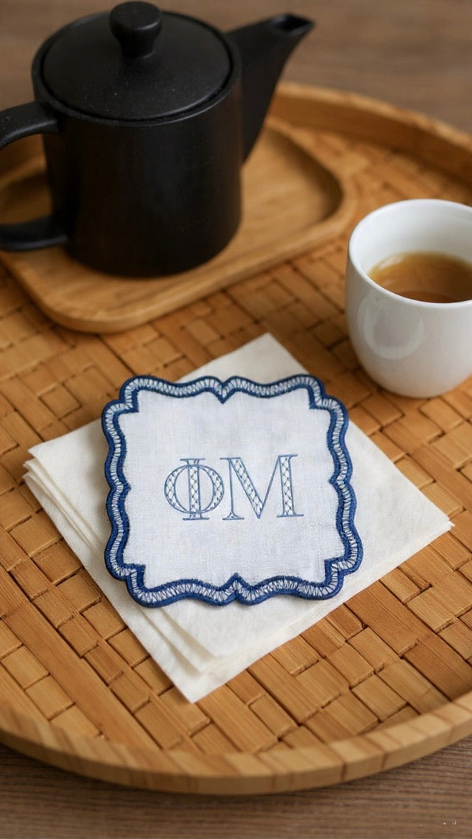 Personalized Sorority Cocktail Napkins Custom Embroidered Greek Letters Big/Little Gift Bid Day college Graduation for Events & Gifts