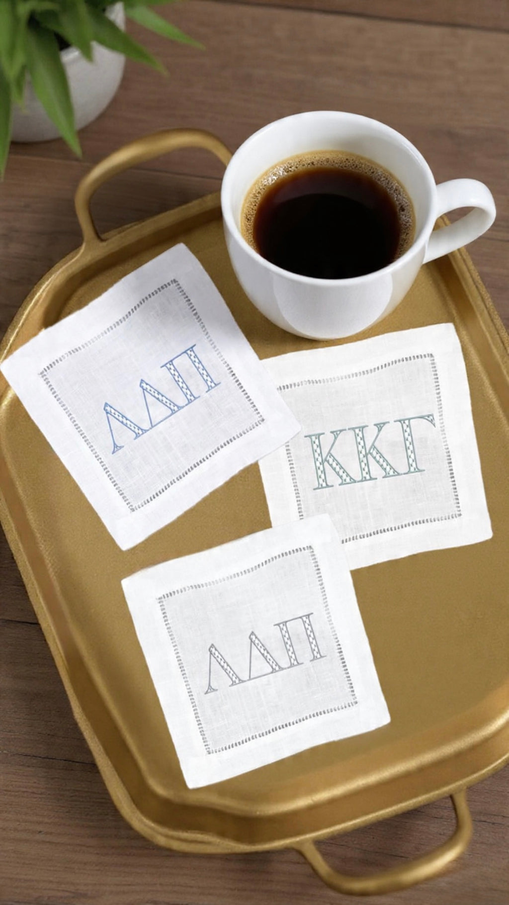 Personalized Sorority Cocktail Napkins Custom Embroidered Greek Letters Big/Little Gift Bid Day college Graduation for Events & Gifts