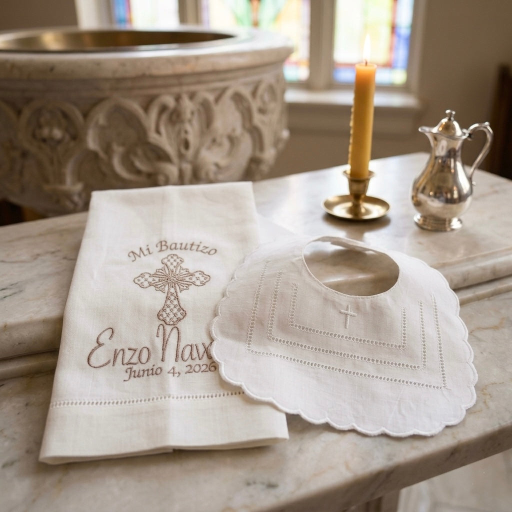 Personalized Embroidered Christening Towel Custom Baptism towel Baptismal towel godson religious Gift with Baby's Name & Date