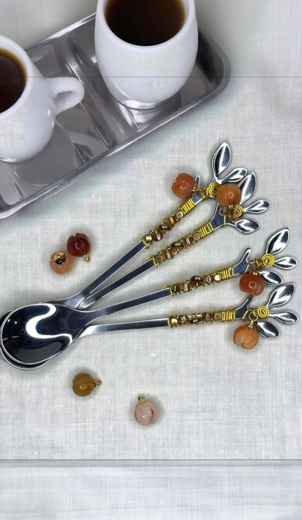Glass Beaded Teaspoon Wire Wrapped Handmade condiments Sugar Spoon