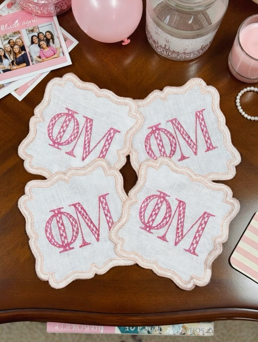 Personalized Sorority Cocktail Napkins Custom Embroidered Greek Letters Big/Little Gift Bid Day college Graduation for Events & Gifts