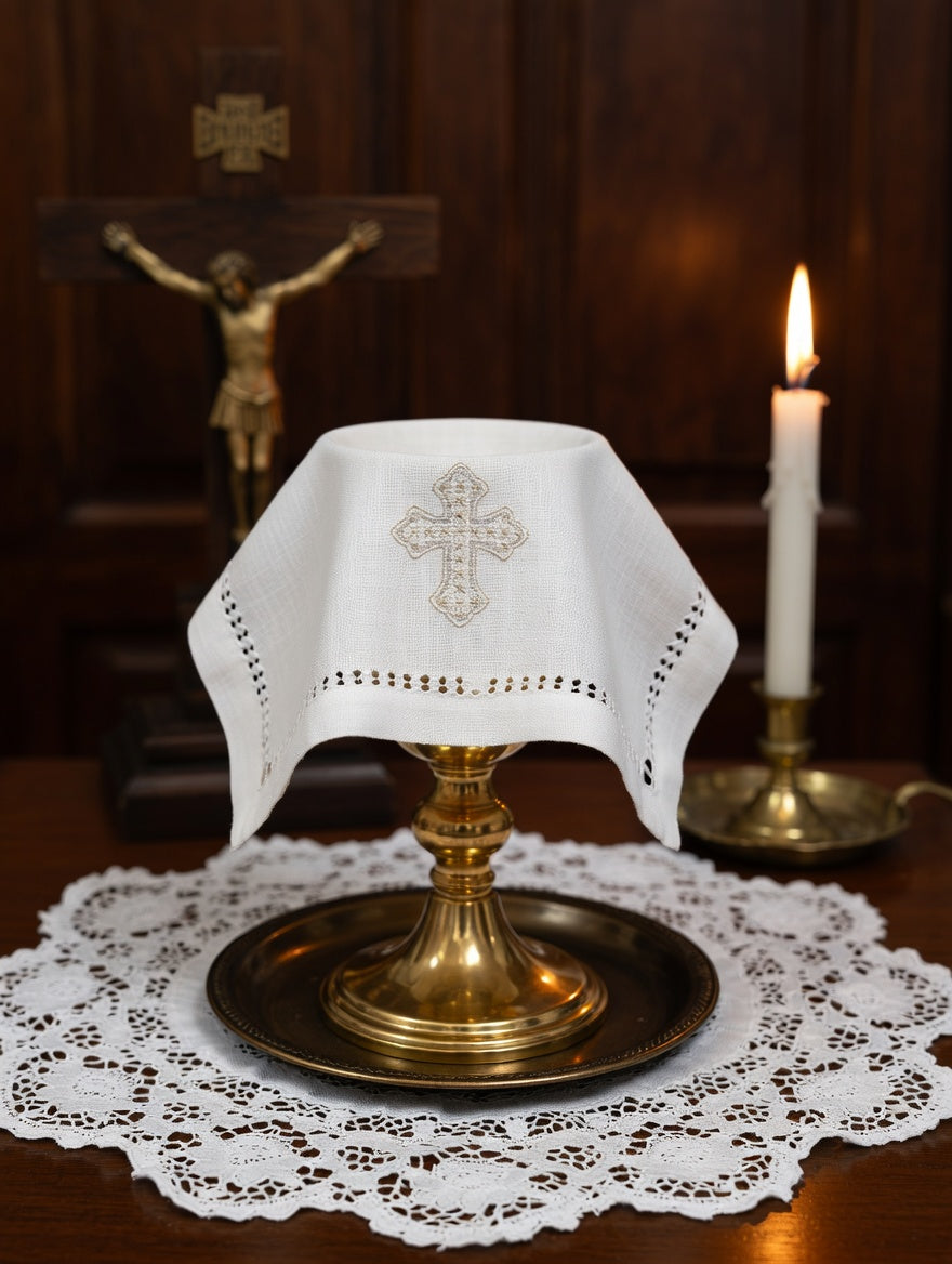Altar corporal Cloth cross embroidery Holy communion Eucharist Celebration Lord’s Supper Bread tray communion wafers cover