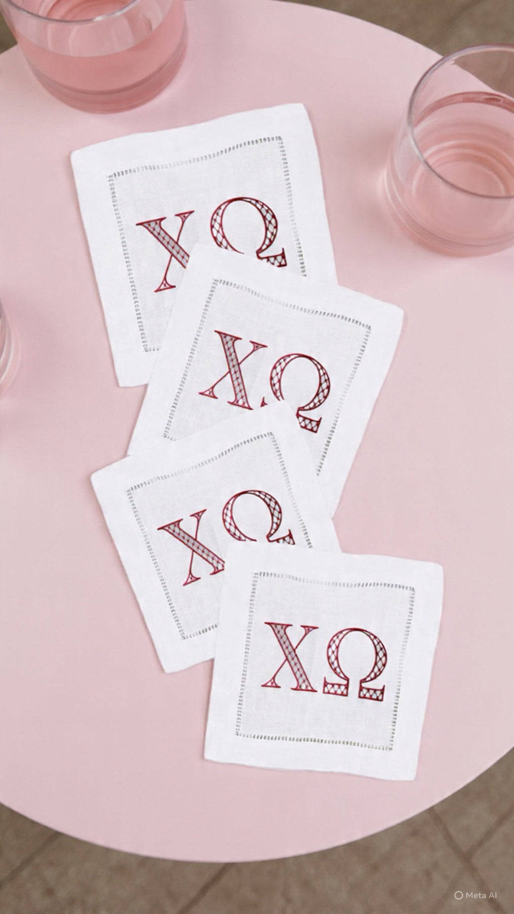 Personalized Sorority Cocktail Napkins Custom Embroidered Greek Letters Big/Little Gift Bid Day college Graduation for Events & Gifts