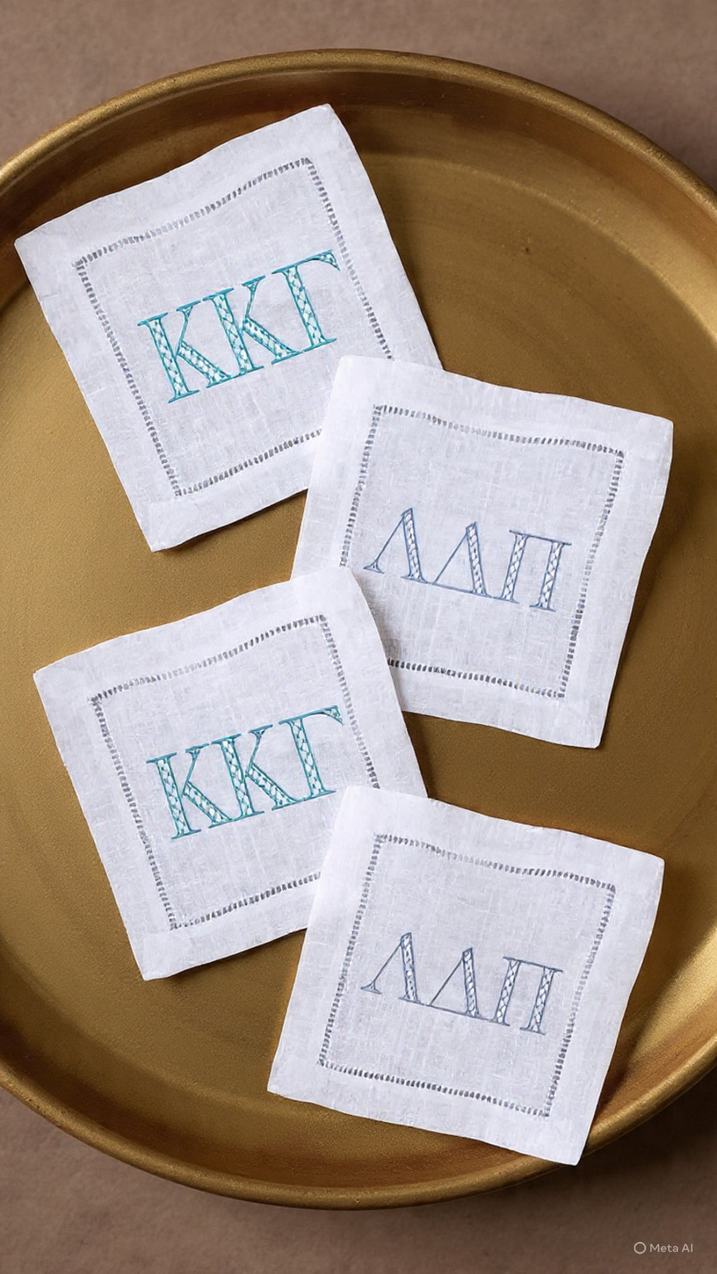 Personalized Sorority Cocktail Napkins Custom Embroidered Greek Letters Big/Little Gift Bid Day college Graduation for Events & Gifts
