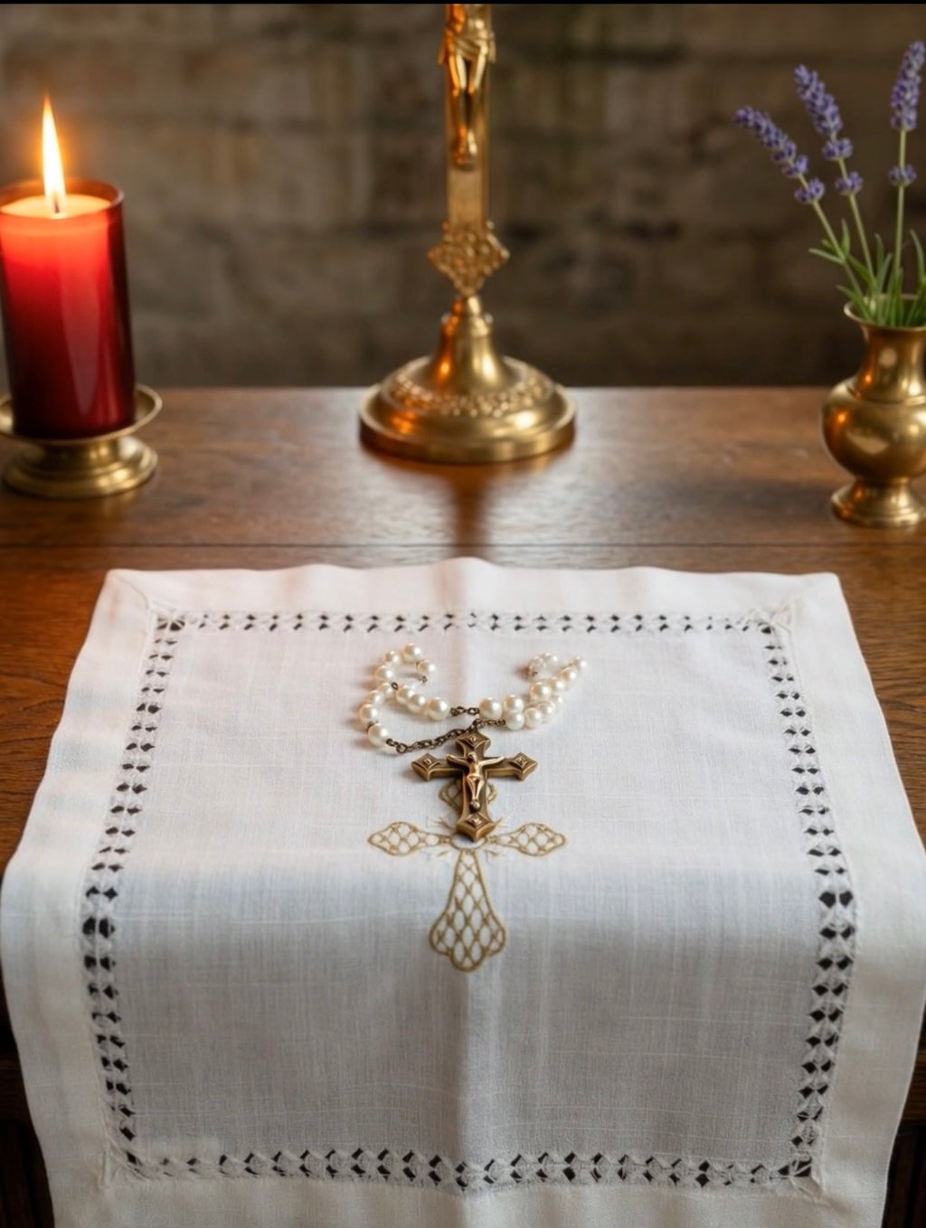 Altar corporal Cloth cross embroidery Holy communion Eucharist Celebration Lord’s Supper Bread tray communion wafers cover