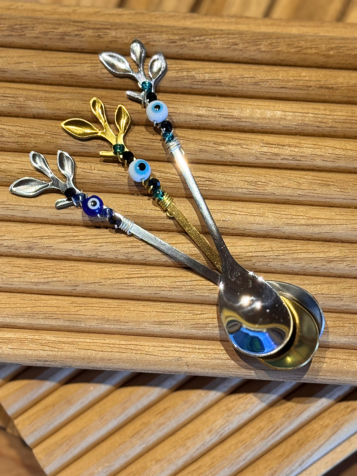 Glass Beaded Teaspoon Wire Wrapped Handmade condiments Sugar Spoon