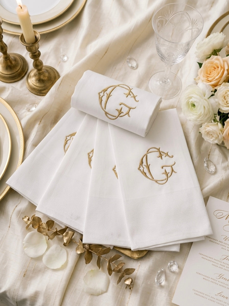Waiter arm napkin Cloth Embroidered Butler service  cloth Monogramed cotton Napkin wedding reception waitress Server Cloth Butler towel