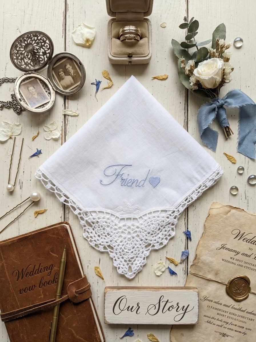 Monogrammed Wedding Handkerchief Bridal Gift