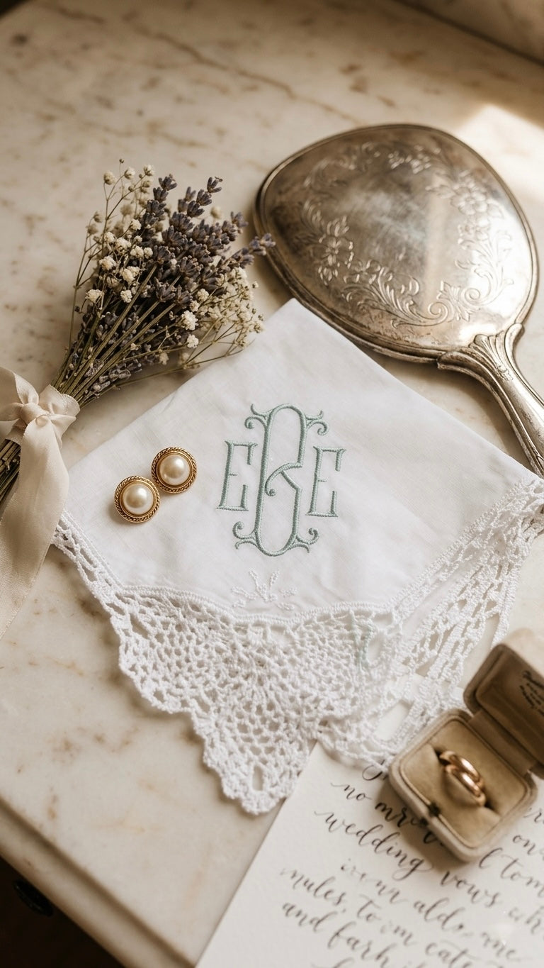 Monogrammed Wedding Handkerchief Bridal Gift