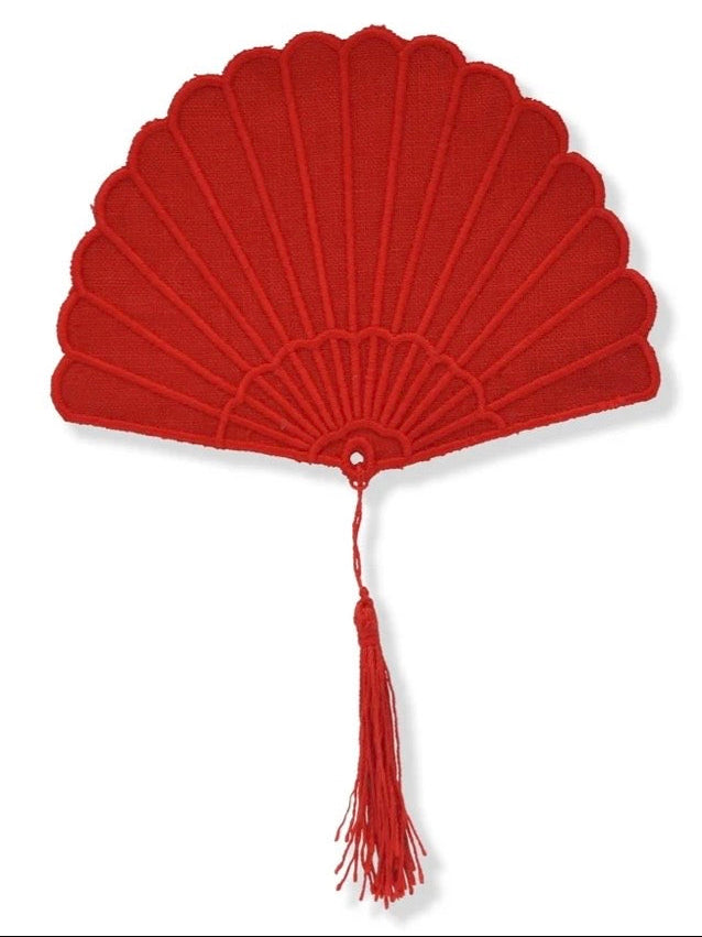 Fan Cocktail napkins Embroidered Scalloped Edge Coasters
