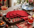 Fan Cocktail napkins Embroidered Scalloped Edge Coasters