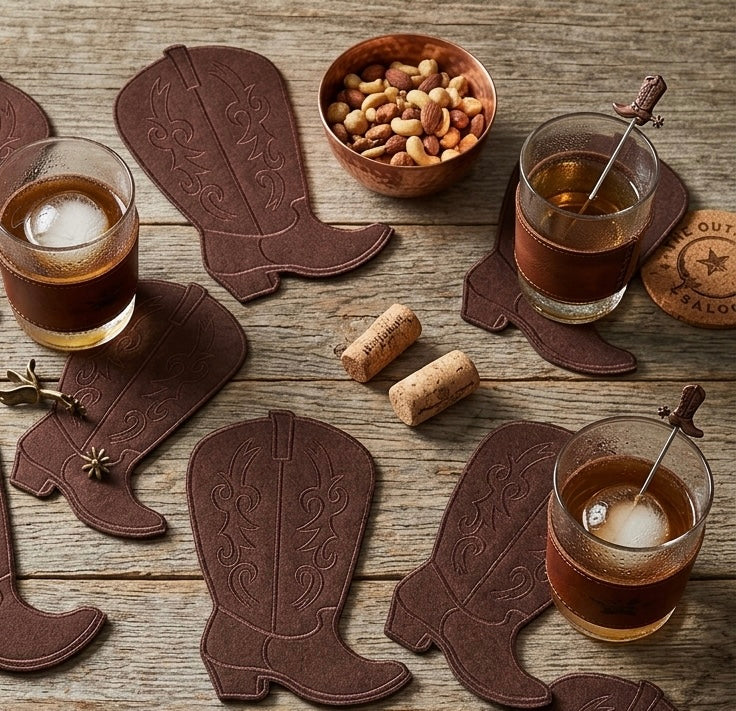 Embroidered Cowboy boots cocktail napkins Embroidered western Coasters Aperitivo coasters