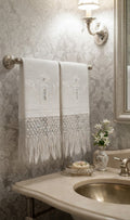 Macrame Fringe embroidered Linen hand Towel