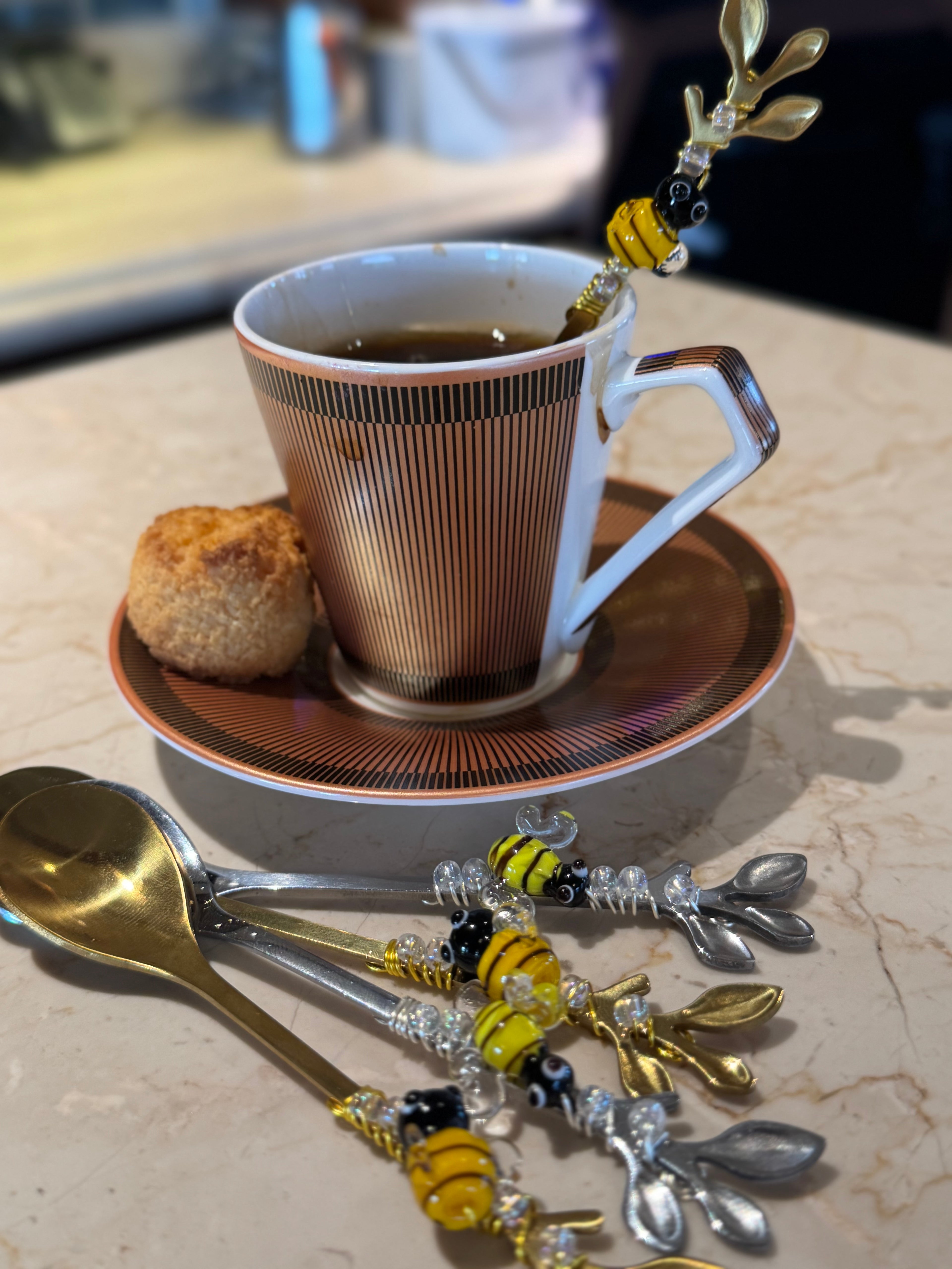 Bee Glass Beaded Teaspoon Wire Wrapped Handmade Sugar Spoon