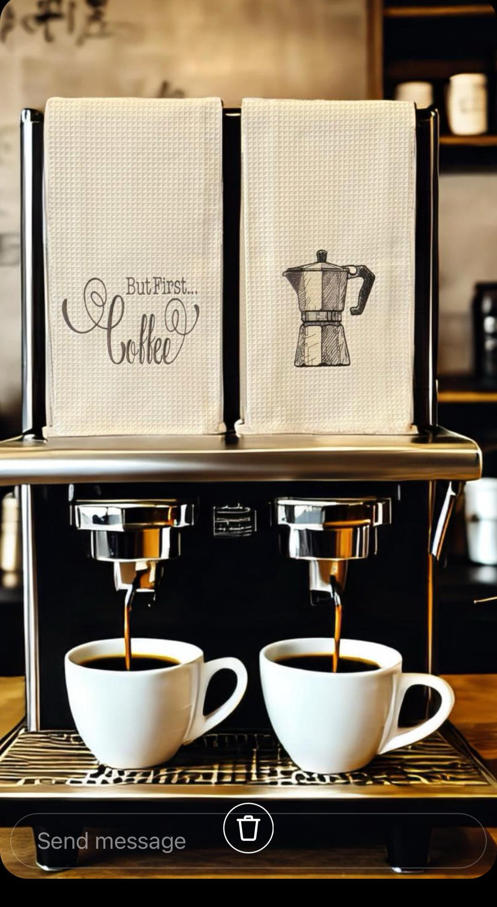 Embroidered Mocha pot Kitchen Towel Coffee pot Personalized coffee lovers gift towel