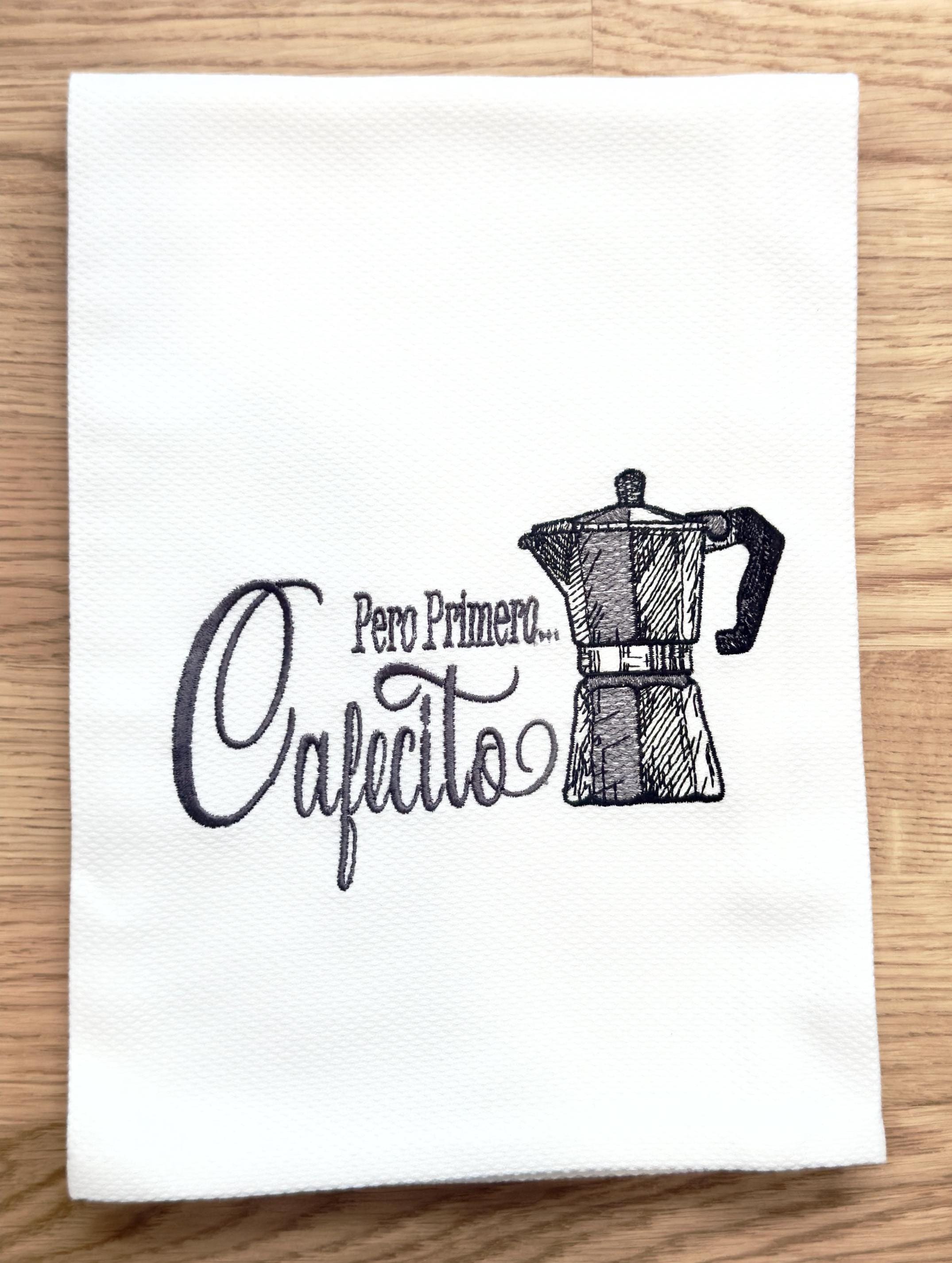 Embroidered Mocha pot Kitchen Towel Coffee pot Personalized coffee lovers gift towel