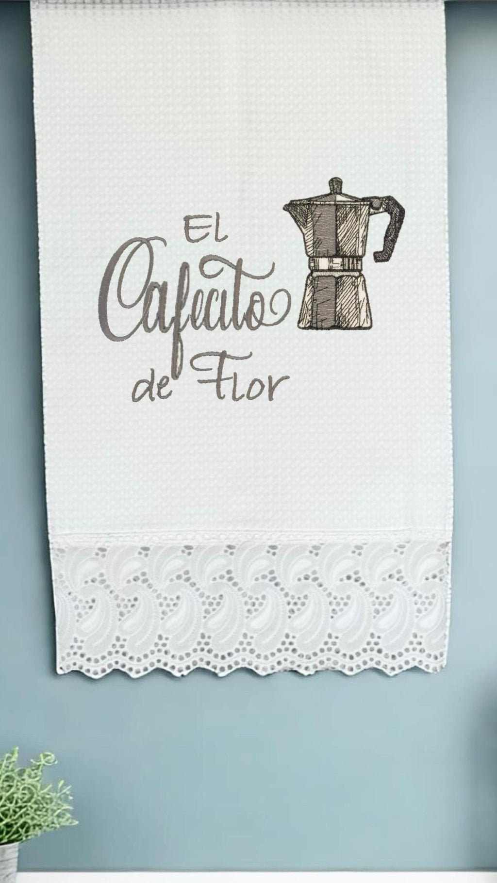 Embroidered Mocha pot Kitchen Towel Coffee pot Personalized coffee lovers gift towel
