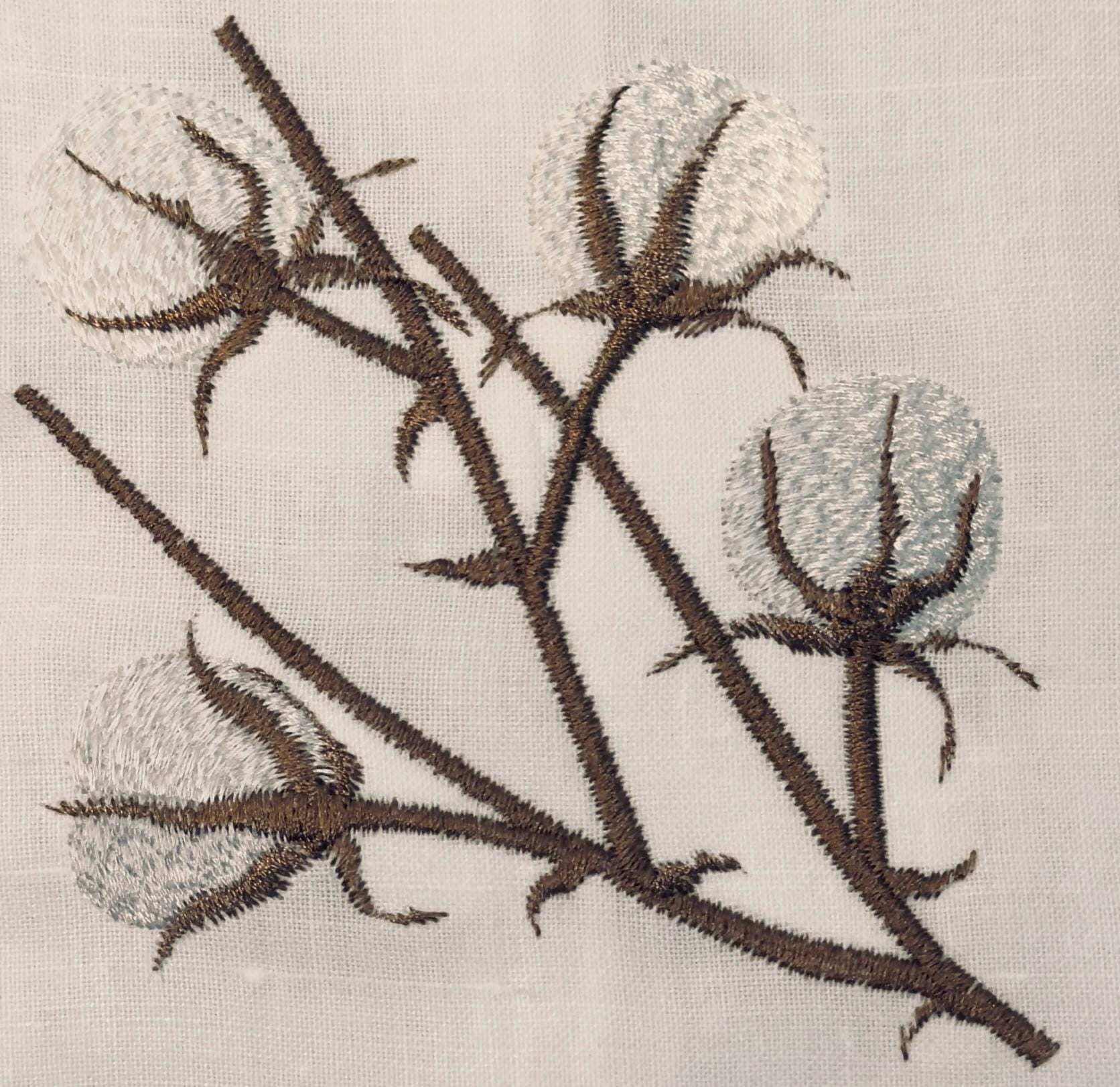 Embroidered Cotton Branch stem Linen hand Towel Fingertip towel Guest tea towel Serviettes de toilette brodée Bain lin