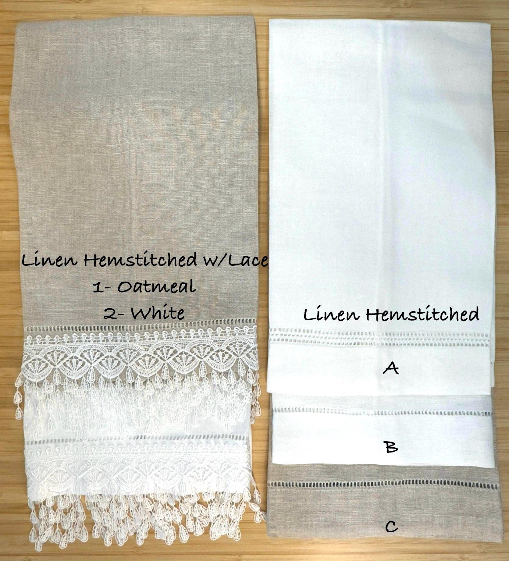Peacock Feather Embroidered Linen Hand Towel Powder Room Decor tuxedo Stripe hand towel