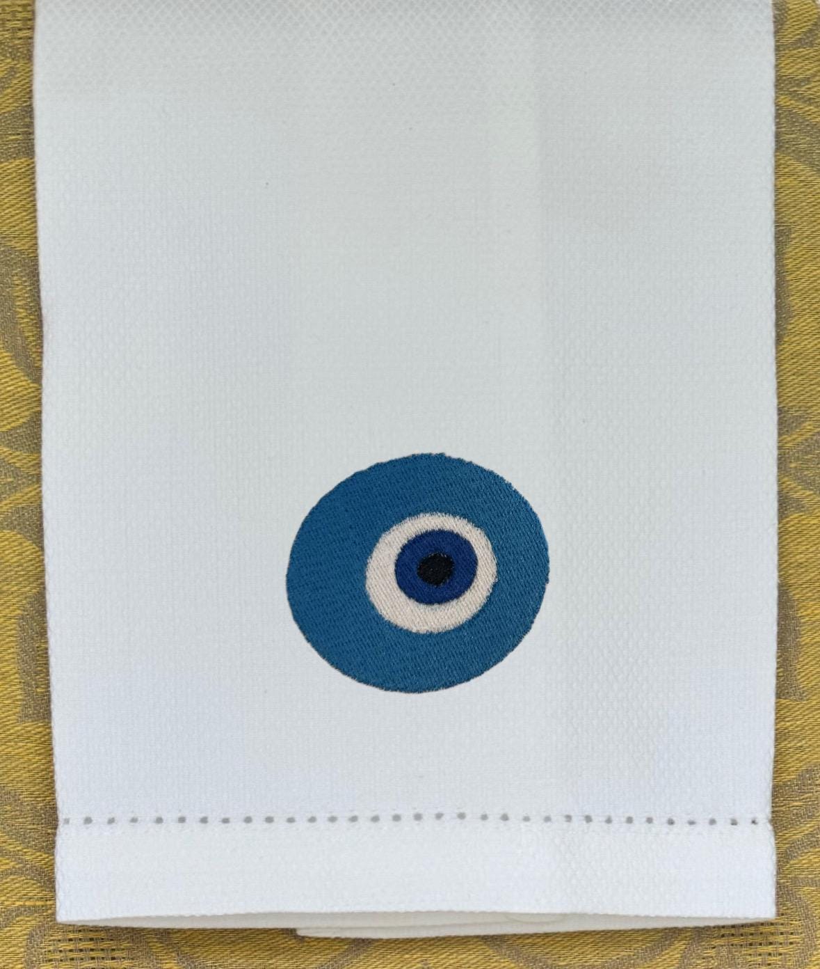 Evil Eye Embroidered guest towel Greek evil eye embroidered towel Turkish good luck symbol embroidered Nazar Amulet Talisman