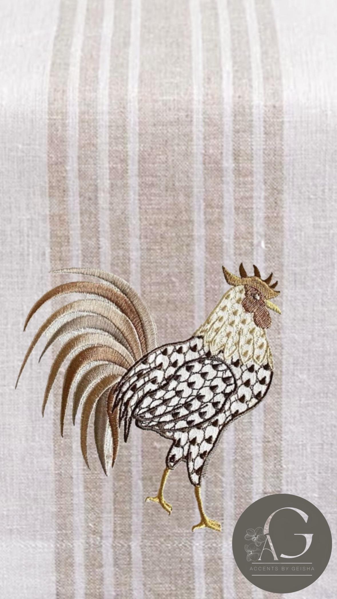 Embroidered Rooster Kitchen dish Towel farmhouse chicken Bar cart towel Serviettes de vaisselle Gallo embroidered Cock towel Gallus cockerel