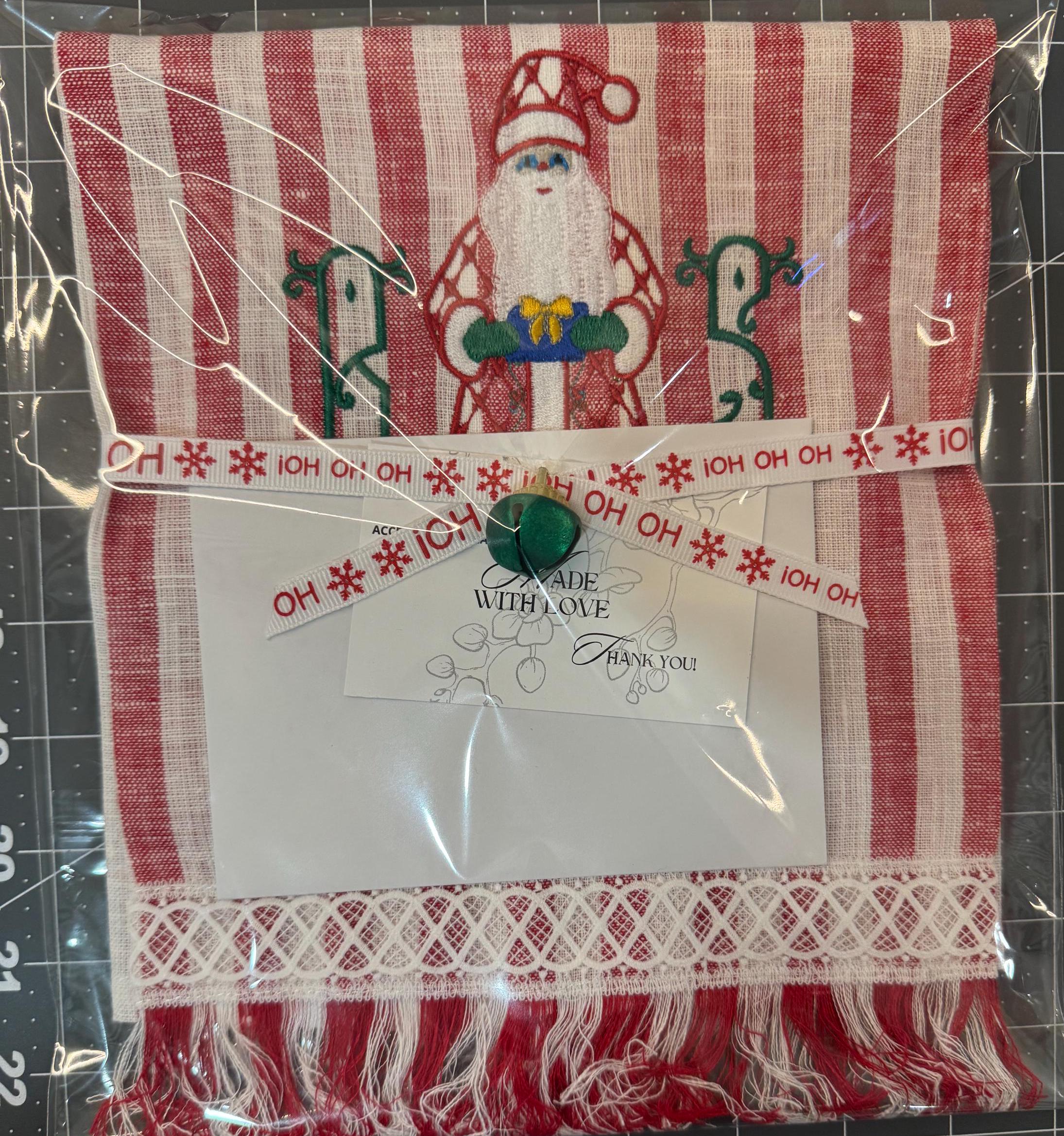 Christmas herend Santa Claus linen hand towel Personalized embroidered holiday bathroom towels festive embroidery design handtowels bathroom