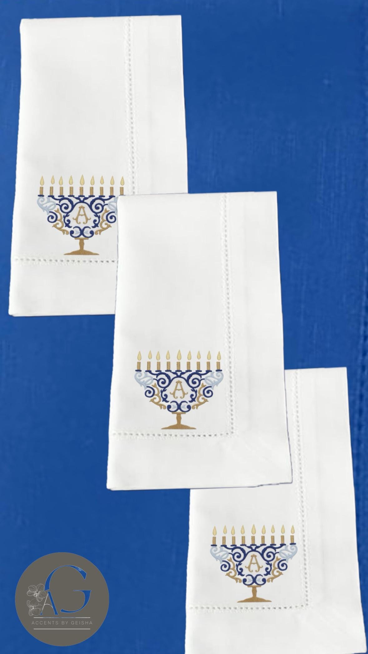 Hanukkah Dinner Napkins Seder pesach Shabbat Table Decor Judaica Gift Idea Jewish dreidel menorah decor Star of David Magen David