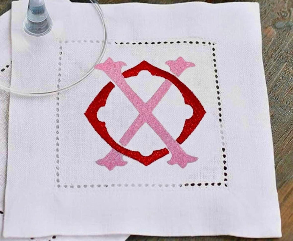 Valentine's Cocktail Napkins, Heart embroidered Cocktail Napkins, love coasters dinner napkins Valentine's Day Heart Napkins