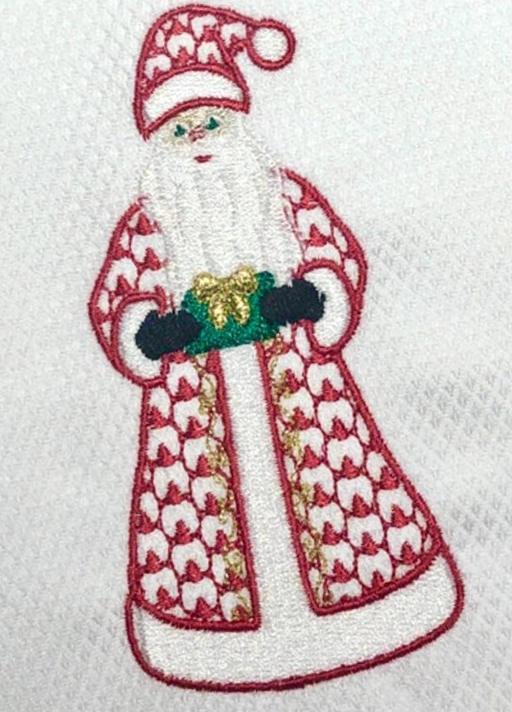Christmas herend Santa Claus linen hand towel Personalized embroidered holiday bathroom towels festive embroidery design handtowels bathroom
