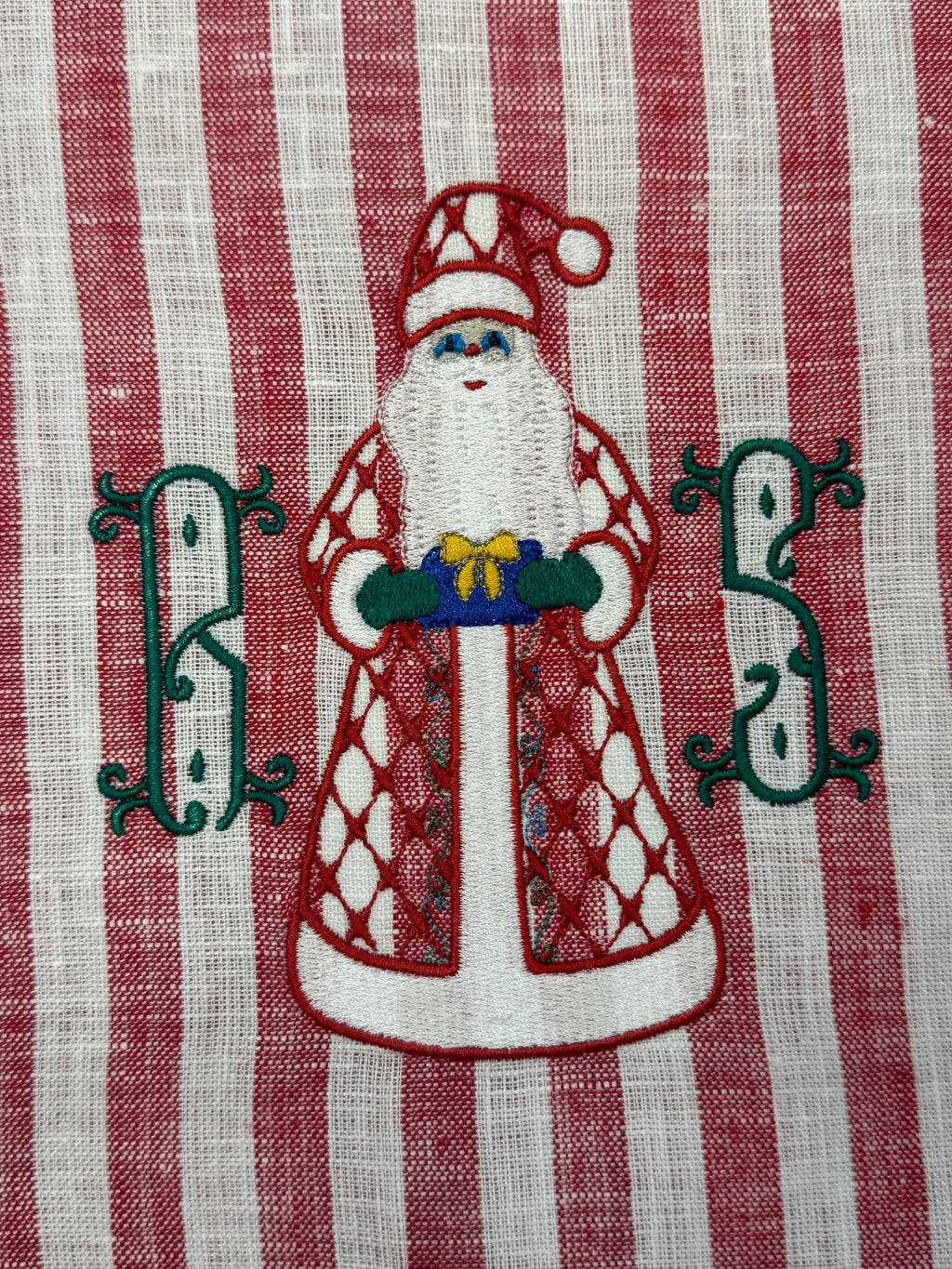 Christmas herend Santa Claus linen hand towel Personalized embroidered holiday bathroom towels festive embroidery design handtowels bathroom