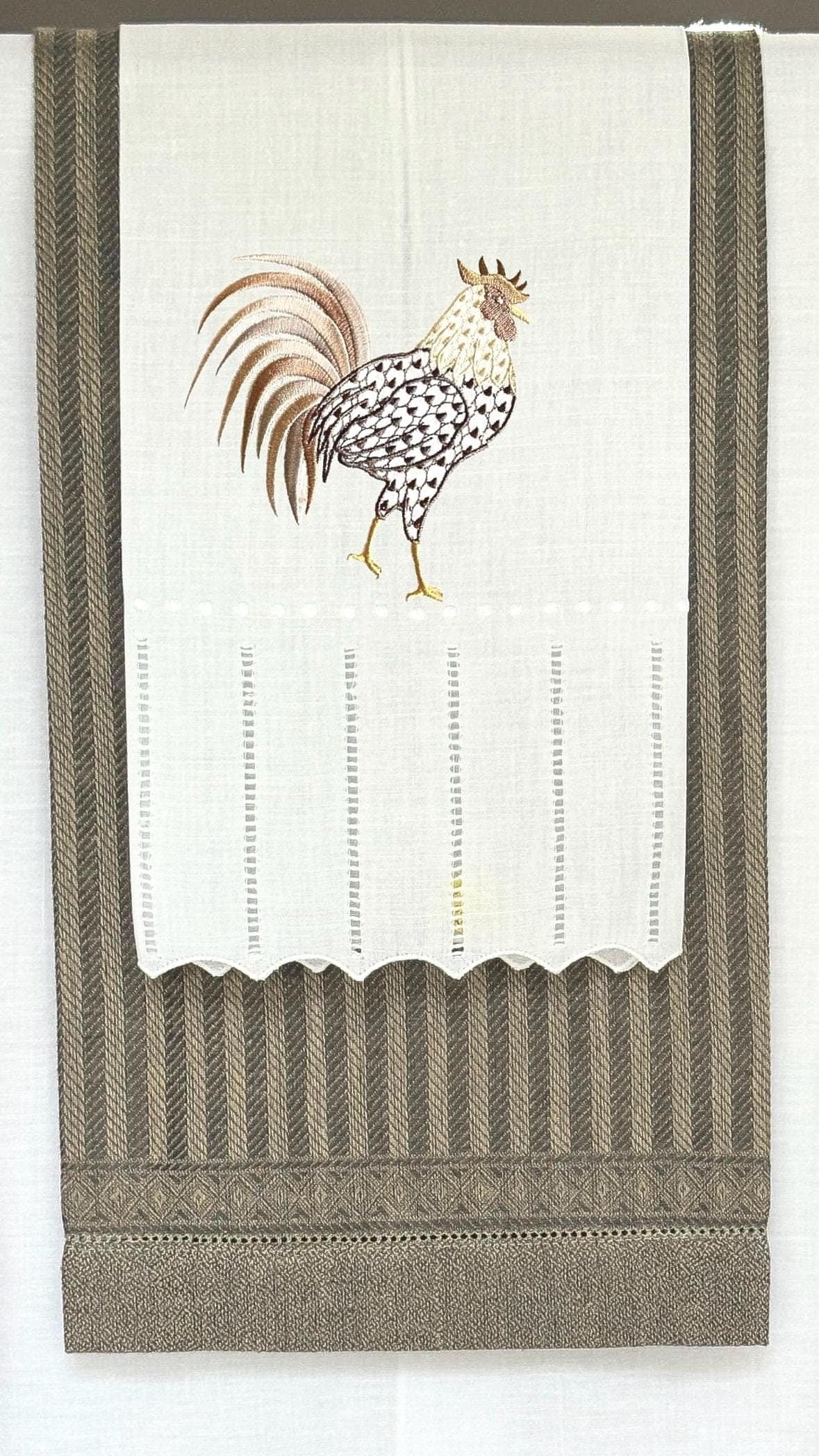 Embroidered Rooster Kitchen dish Towel farmhouse chicken Bar cart towel Serviettes de vaisselle Gallo embroidered Cock towel Gallus cockerel