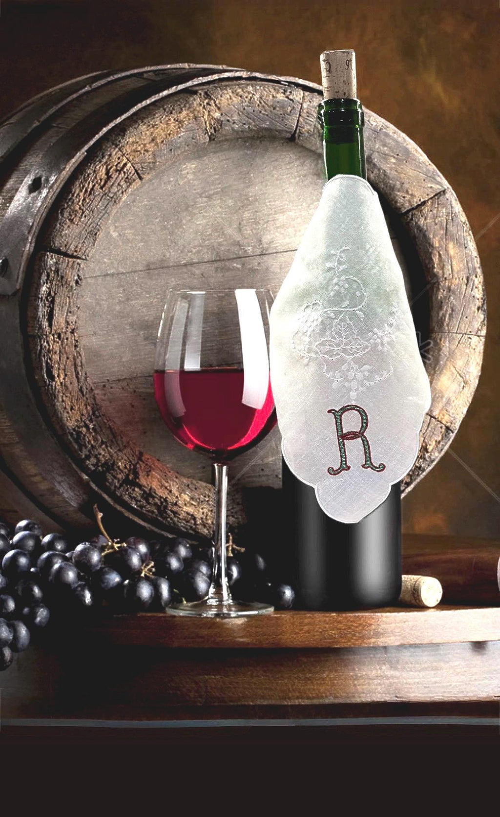 Personalized Wine Bottle Bib Embroidered champagne bottle wrap linen Bib Custom Monogram Wine Bib Handmade Wine lovers Gift Linen Wine Scarf