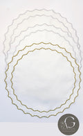 Round Placemats Linen Embroidered table top decor place setting Gold and silver embroidered placemats