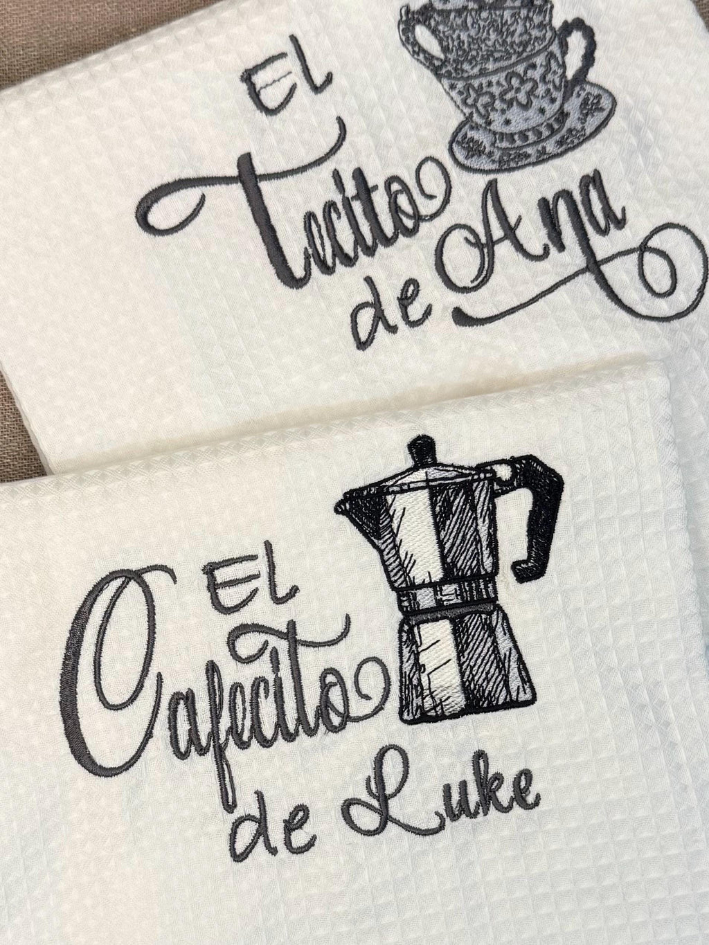 Embroidered Mocha pot Kitchen Towel Coffee pot Personalized coffee lovers gift towel