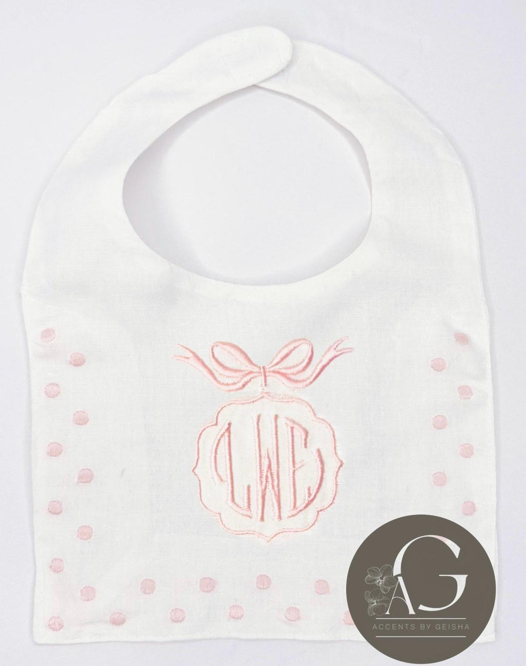 Personalized Baby SwissDot Linen Bib God Child Baby boy bib Baby girl bib square Christening Bib Baptismal first birthday Heirloom Baby bib