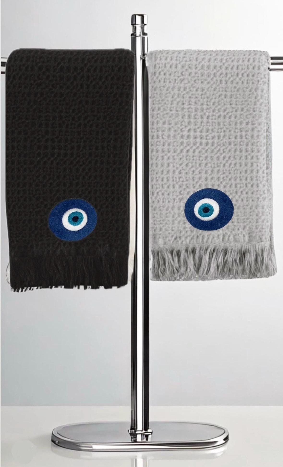 Evil Eye Embroidered guest towel Greek evil eye embroidered towel Turkish good luck symbol embroidered Nazar Amulet Talisman