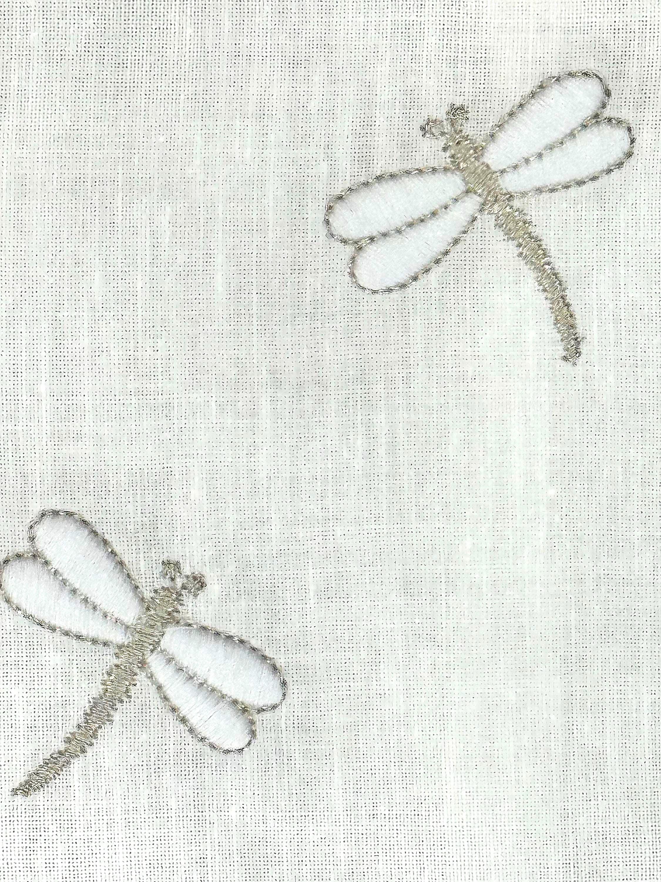 Embroidered Dragonflies linen hand towel Embroidered Dragonflies tea towel Bathroom decor