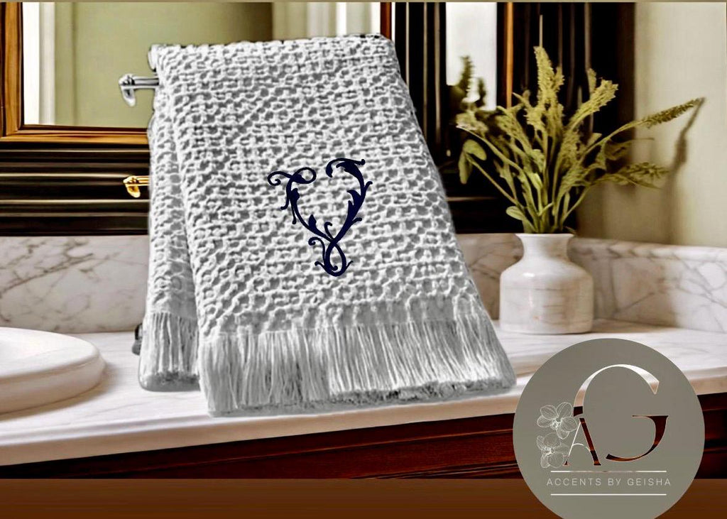 Embroidered Personalized Waffle Weave linen Towel Personalized pique Towel Bathroom Towel Bathroom Decor Servierttes de toilette Brodée Bain