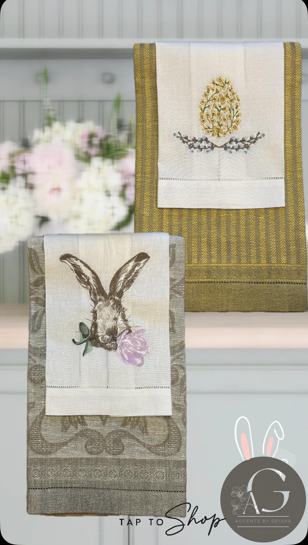 Easter Embroidered Bunny hand Towel Personalized monogrammed finger towel embroidered spring bathroom decor unique gifts