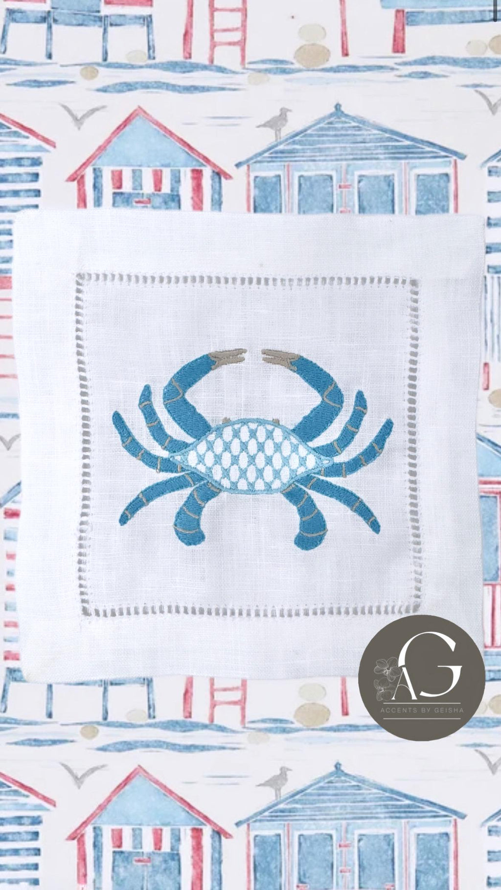 Linen hemstitched Cocktail Napkins Coastal Cocktail Napkins Embroidered Cocktail Napkin/Cocktail brodées Serviette en lin/Aperitivo coasters
