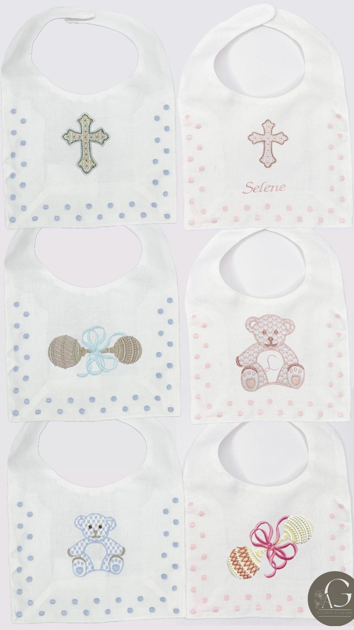 Personalized Baby SwissDot Linen Bib God Child Baby boy bib Baby girl bib square Christening Bib Baptismal first birthday Heirloom Baby bib