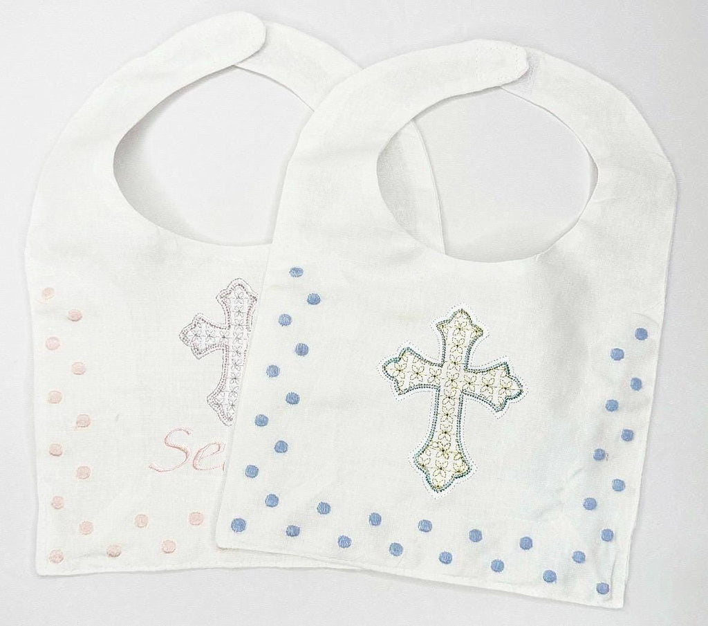 Personalized Baby SwissDot Linen Bib God Child Baby boy bib Baby girl bib square Christening Bib Baptismal first birthday Heirloom Baby bib