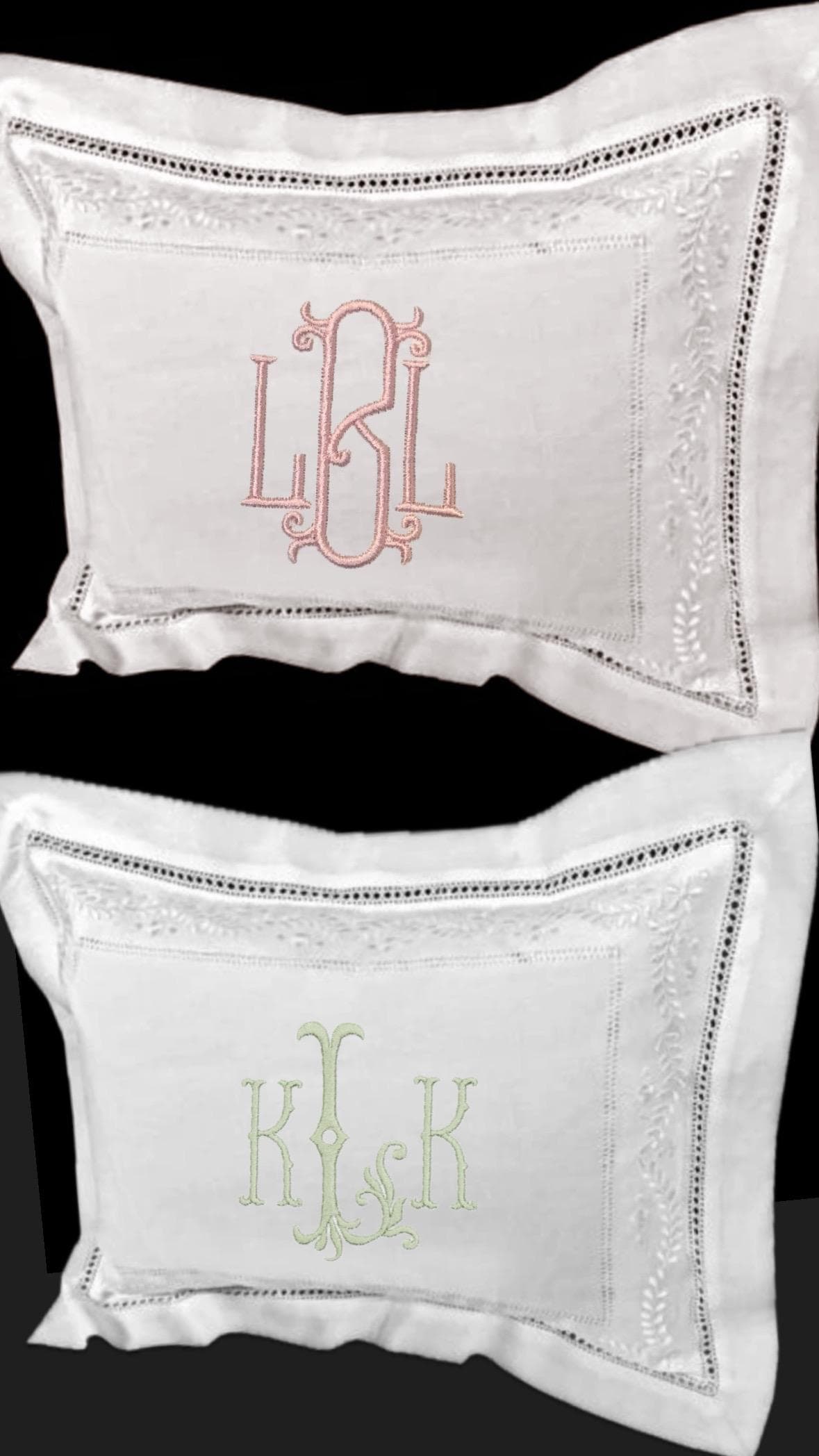 Boudoir pillow Elegant Garland  hemstitched Giglucci Personalized Boudoir Pillow