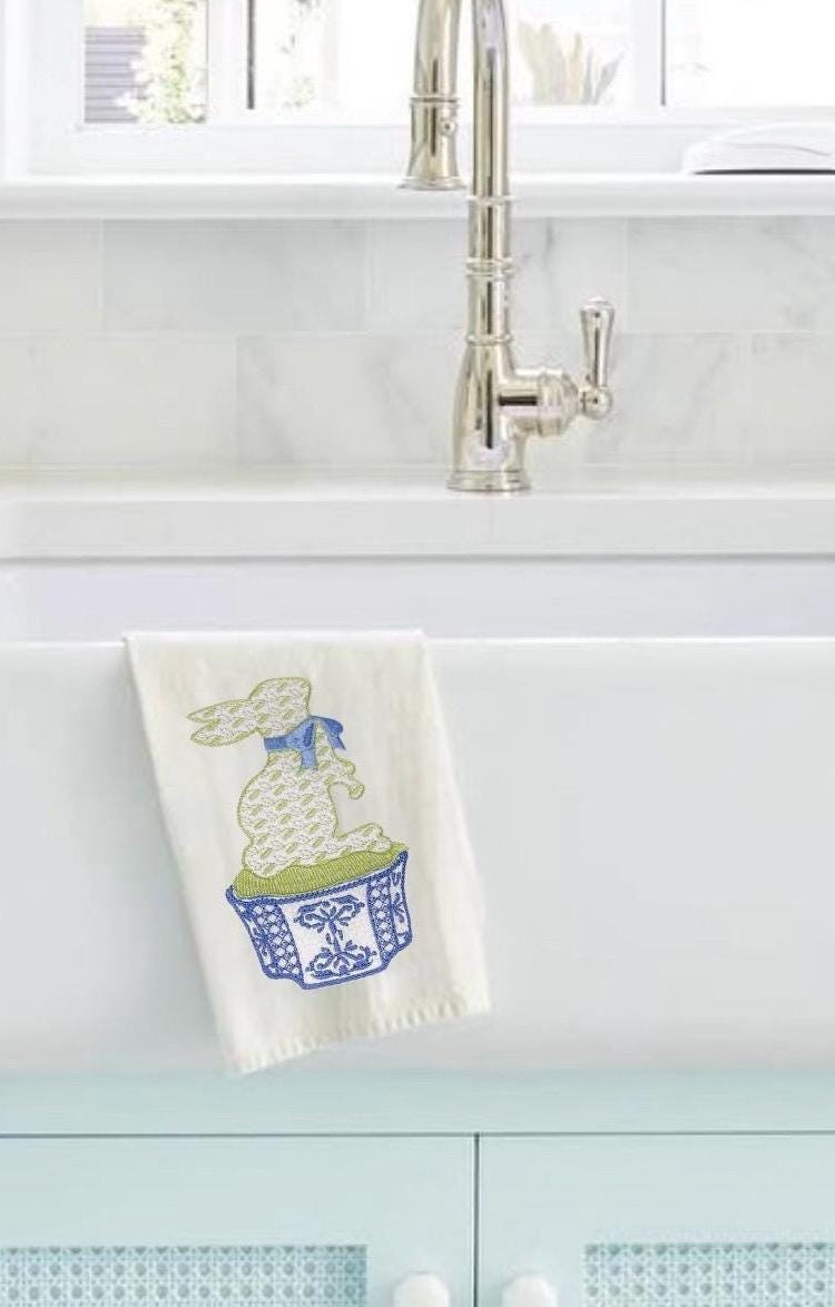 Easter Embroidered Bunny hand Towel Personalized monogrammed finger towel embroidered spring bathroom decor unique gifts