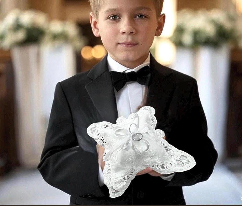 Ring bearer pillow Linen Battenberg Brussels lace Wedding Ring holder pillow bridal keepsake Engagement wedding proposal Ring cushion