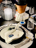 Evil eye Amulet linen napkin Talisman Embroidered Nazar Evil Eye dinner napkins Table setting good luck Napkins brodées Serviette en lin