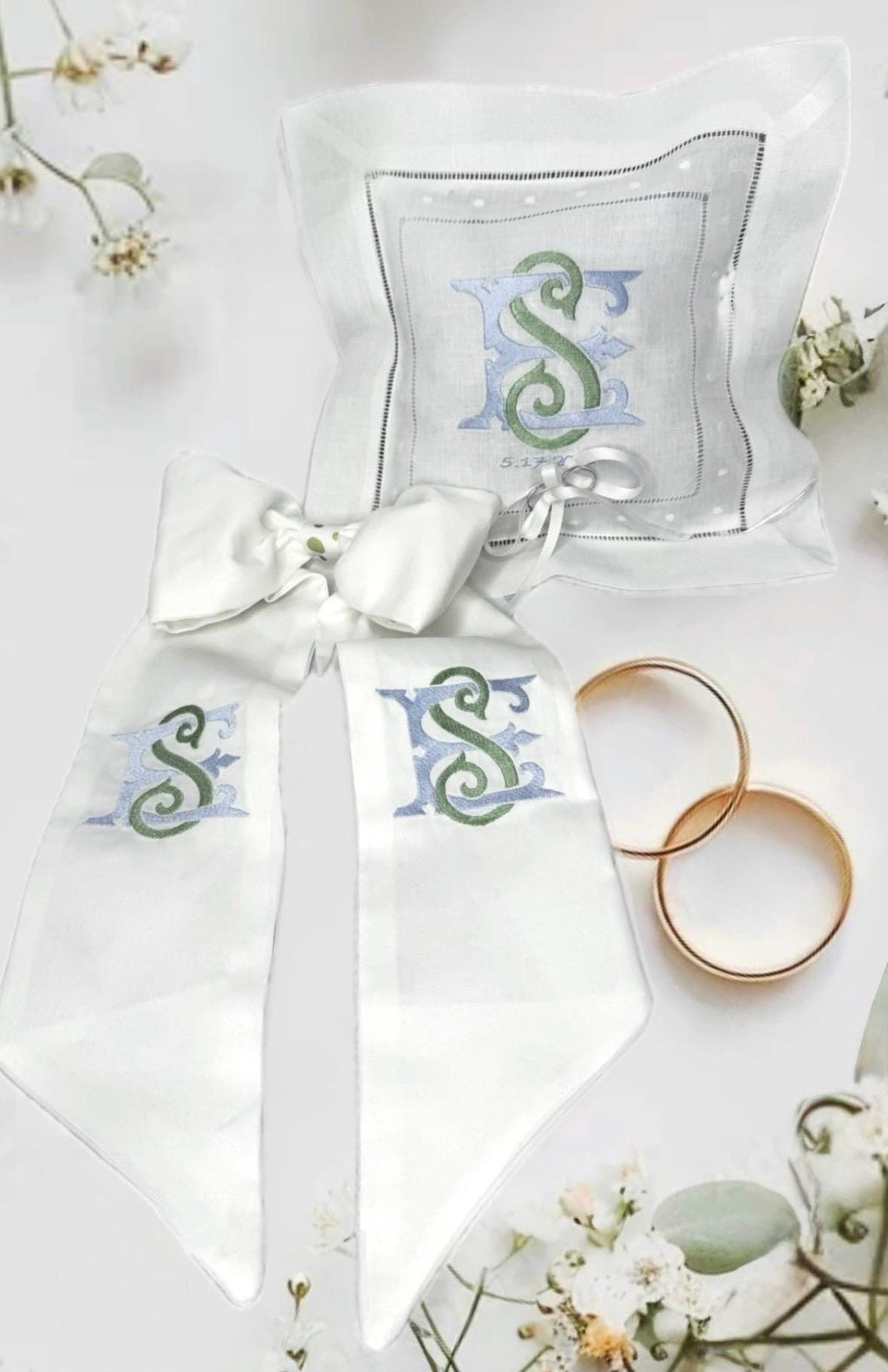 Personalized embroidered Sash flower girl basket sash basket liner for wedding party favors basket bouquet wrap sash favor basket display
