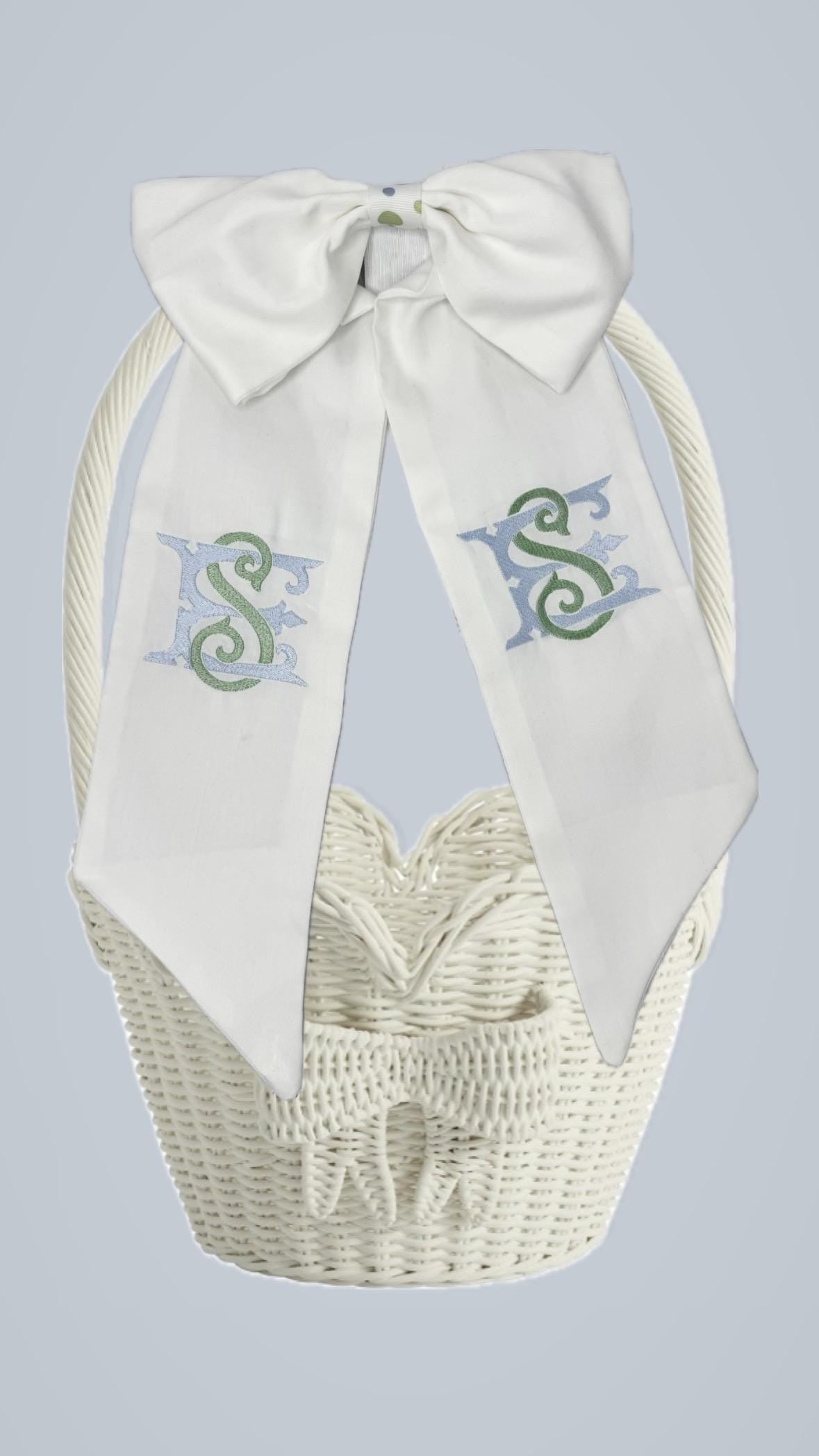 Personalized embroidered Sash flower girl basket sash basket liner for wedding party favors basket bouquet wrap sash favor basket display
