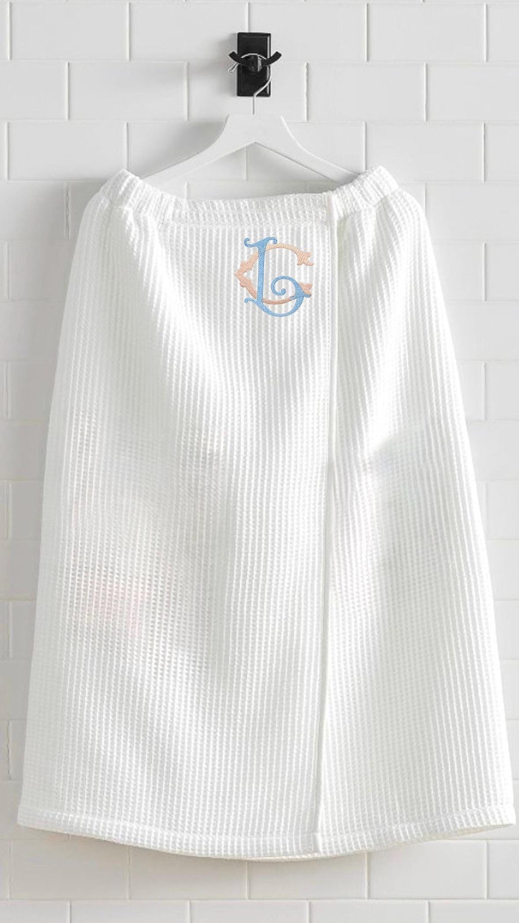 Bridesmaid Monogrammed Waffle Weave Spa bath Wrap Sorority Graduation Bride Bachelorette Party Monogrammed Cotton Bath Wrap Gift