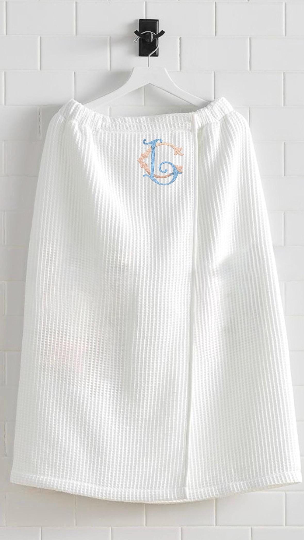 Bridesmaid Monogrammed Waffle Weave Spa bath Wrap Sorority Graduation Bride Bachelorette Party Monogrammed Cotton Bath Wrap Gift